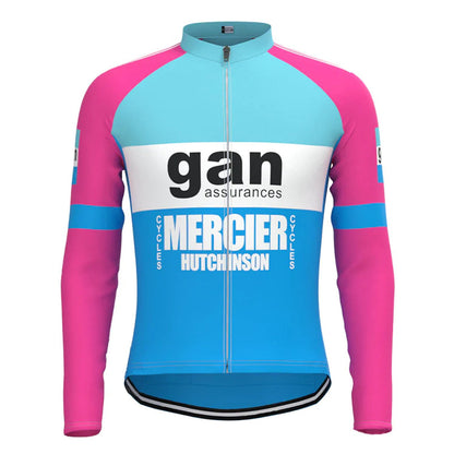 Gan Mercier Hutchinson – Langarm-Radtrikot-Oberteil im Vintage-Stil, Blau/Rosa