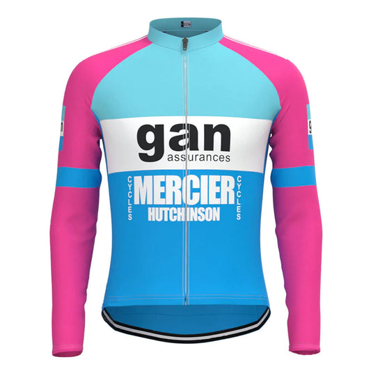 Gan Mercier Hutchinson Blauw Roze Vintage Lange Mouw Fietsshirt Top