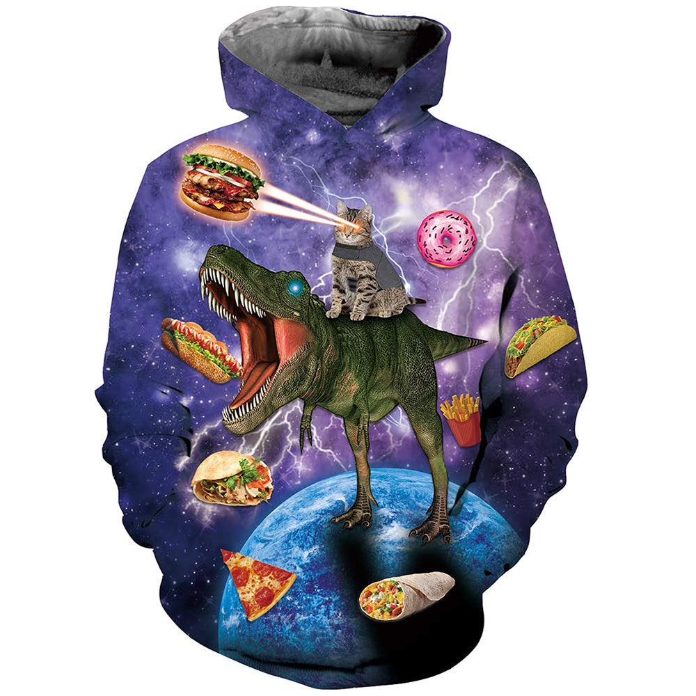 Galaxy Cat Riding Dinosaurier Kapuzenjacke