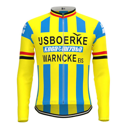 IJsboerke Geel Vintage Lange Mouw Fietsshirt Top