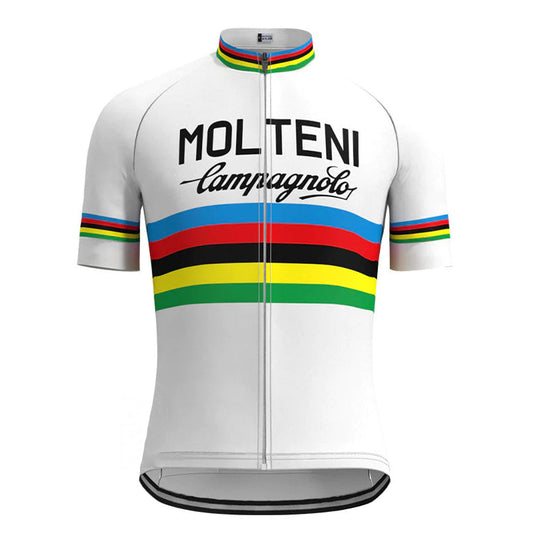 Molteni Wit Vintage Korte Mouw Fietsshirt Top