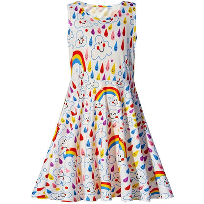 Regenbogen tropfendes lustiges Mädchenkleid