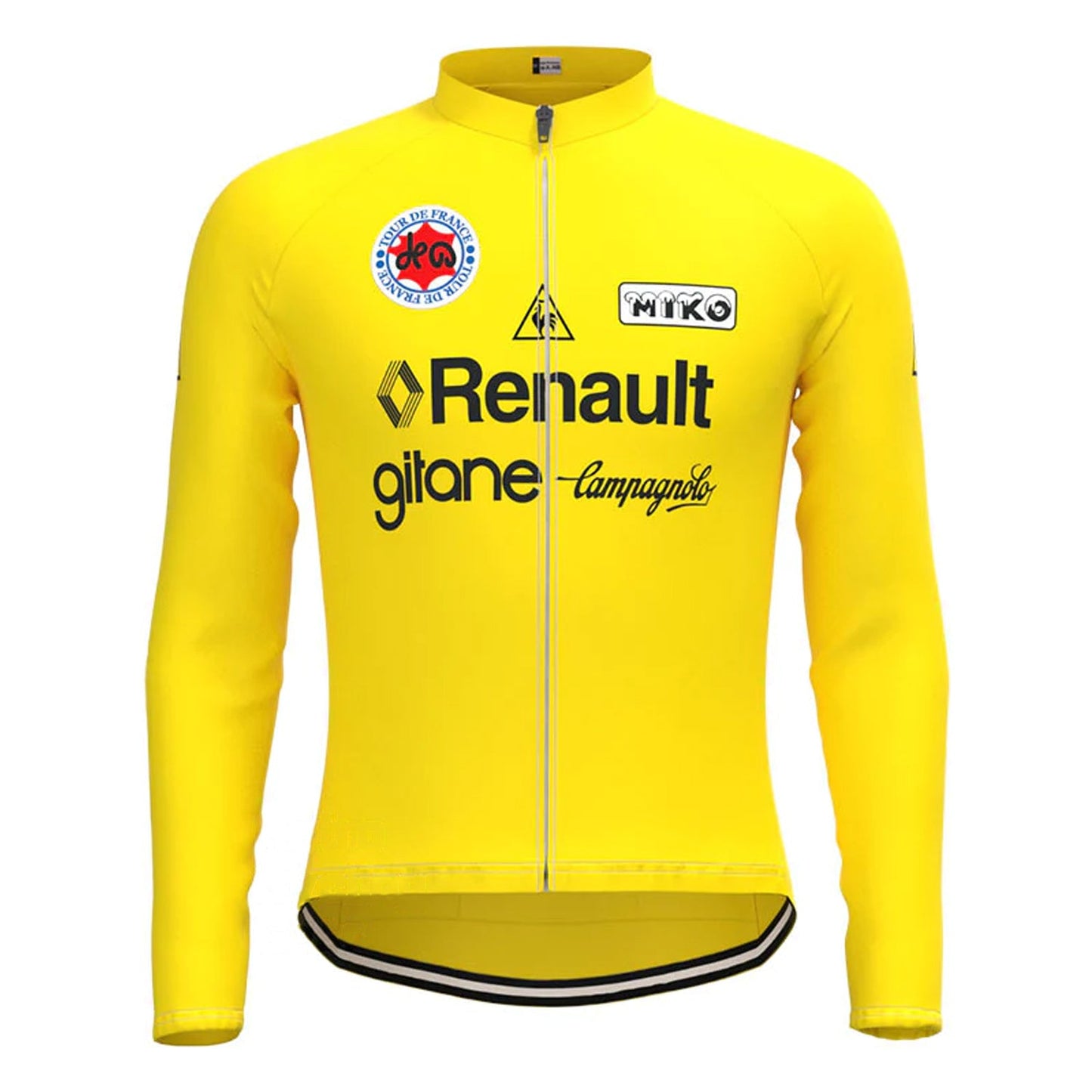 Gelbes Vintage-Langarm-Radtrikot-Oberteil von Renault