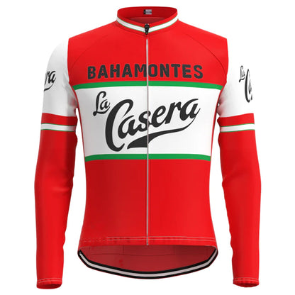 La Casera Peña Bahamontes Rode vintage fietsshirt met lange mouwen