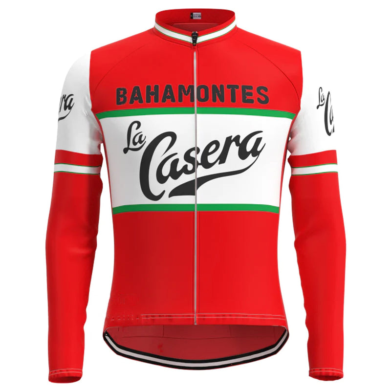 La Casera Peña Bahamontes Red Vintage Long Sleeve Cycling Jersey Top