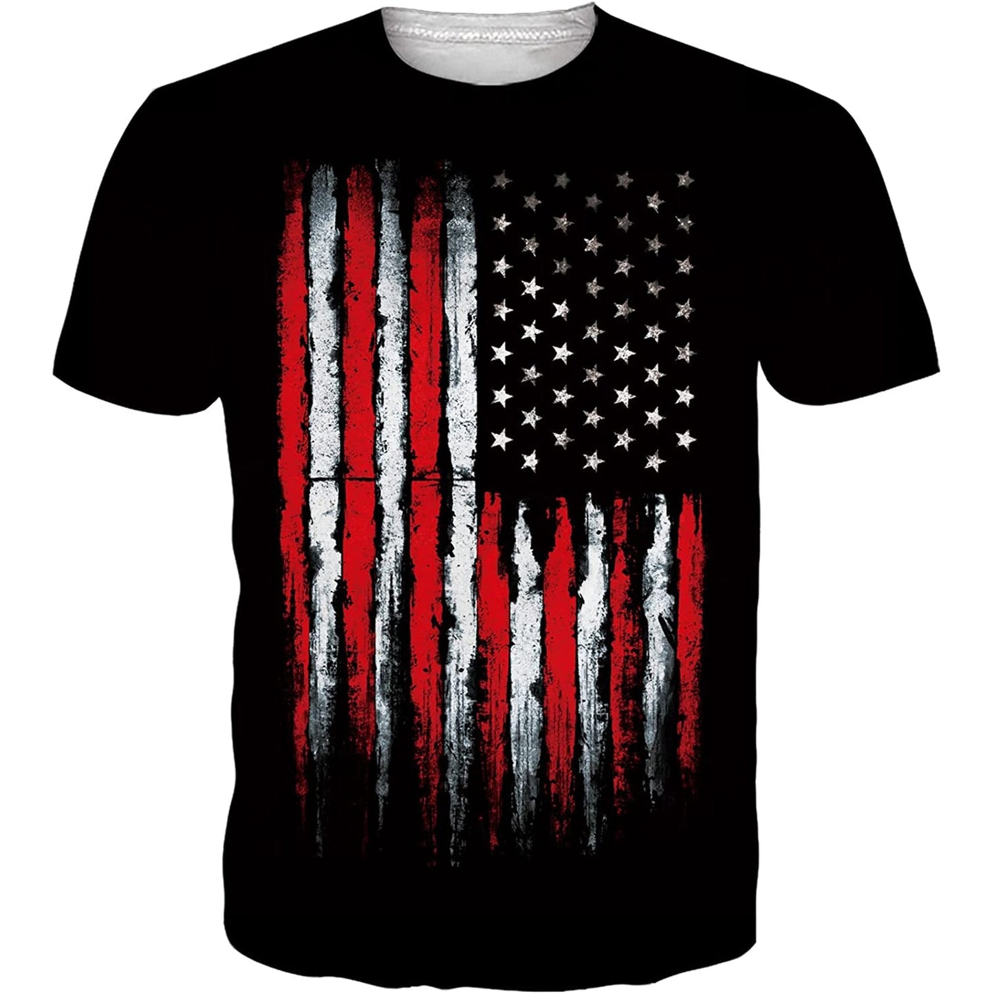 Lustiges T-Shirt mit amerikanischer Flagge, Schwarz