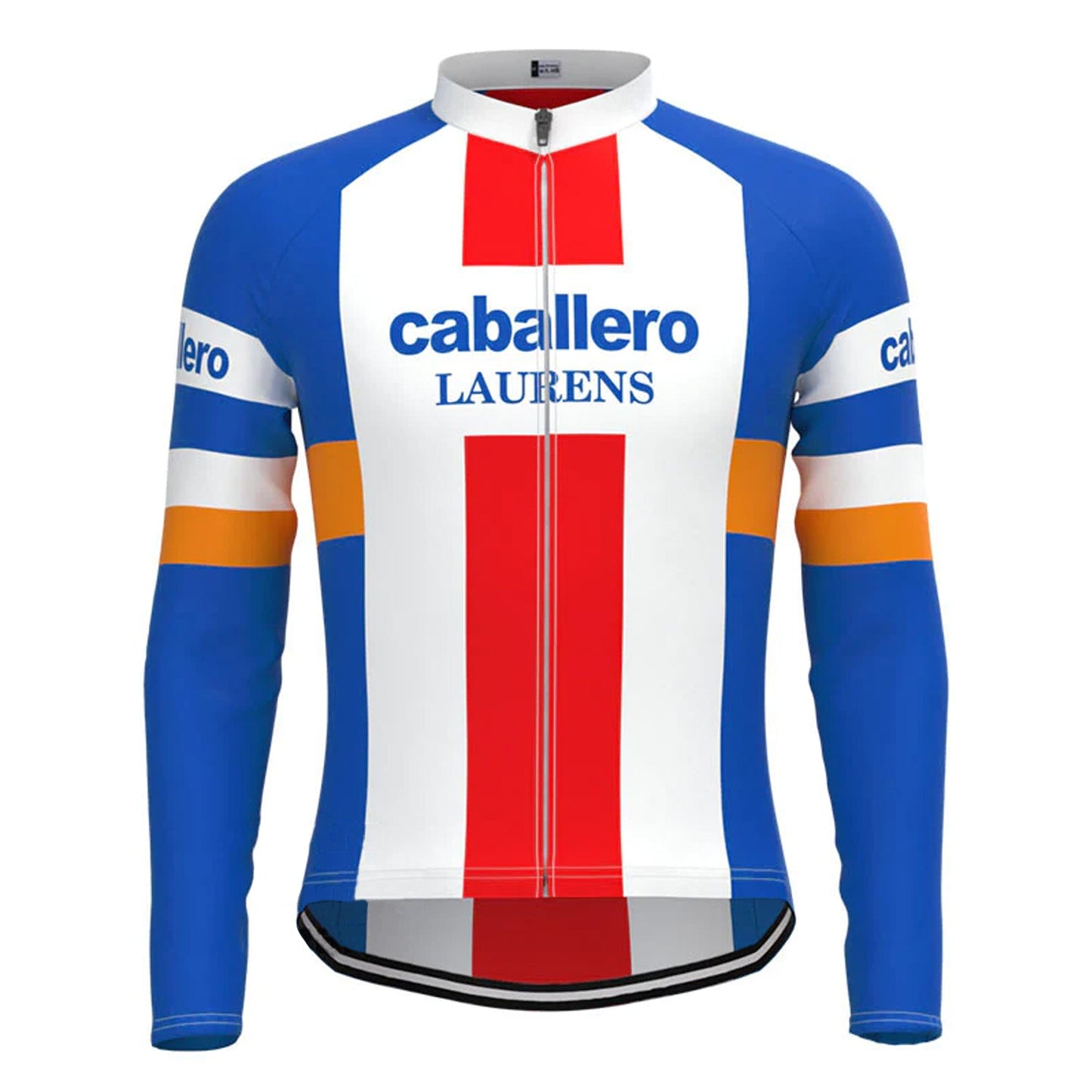 Caballero Blau Weiß Rot Vintage Langarm Radtrikot Top