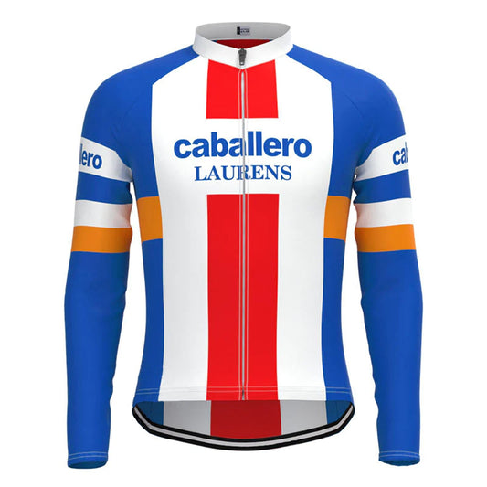 Caballero Blauw Wit Rood Vintage Lange Mouw Fietsshirt Top