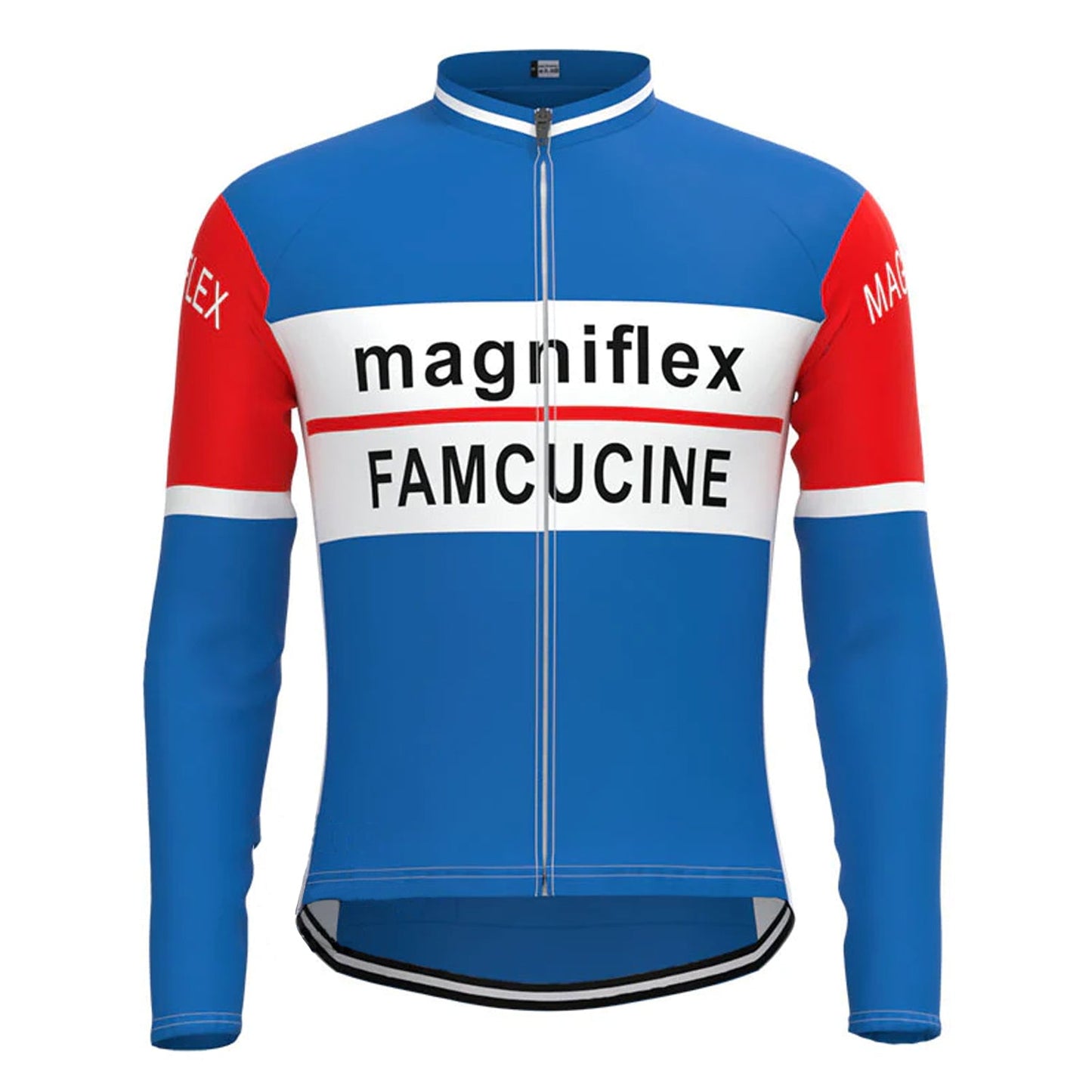 Magniflex Famcucine – Langärmliges Radsport-Trikot-Oberteil im Vintage-Stil, Blau