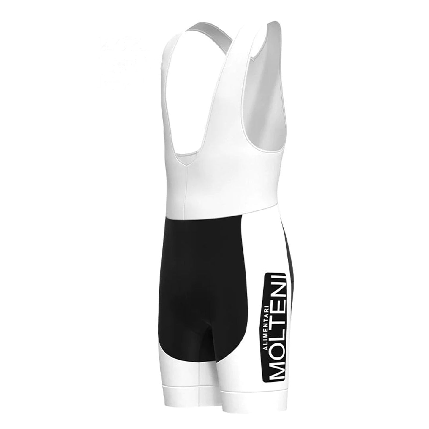 Molteni Vintage-Radsport-Trägershorts, Schwarz/Weiß