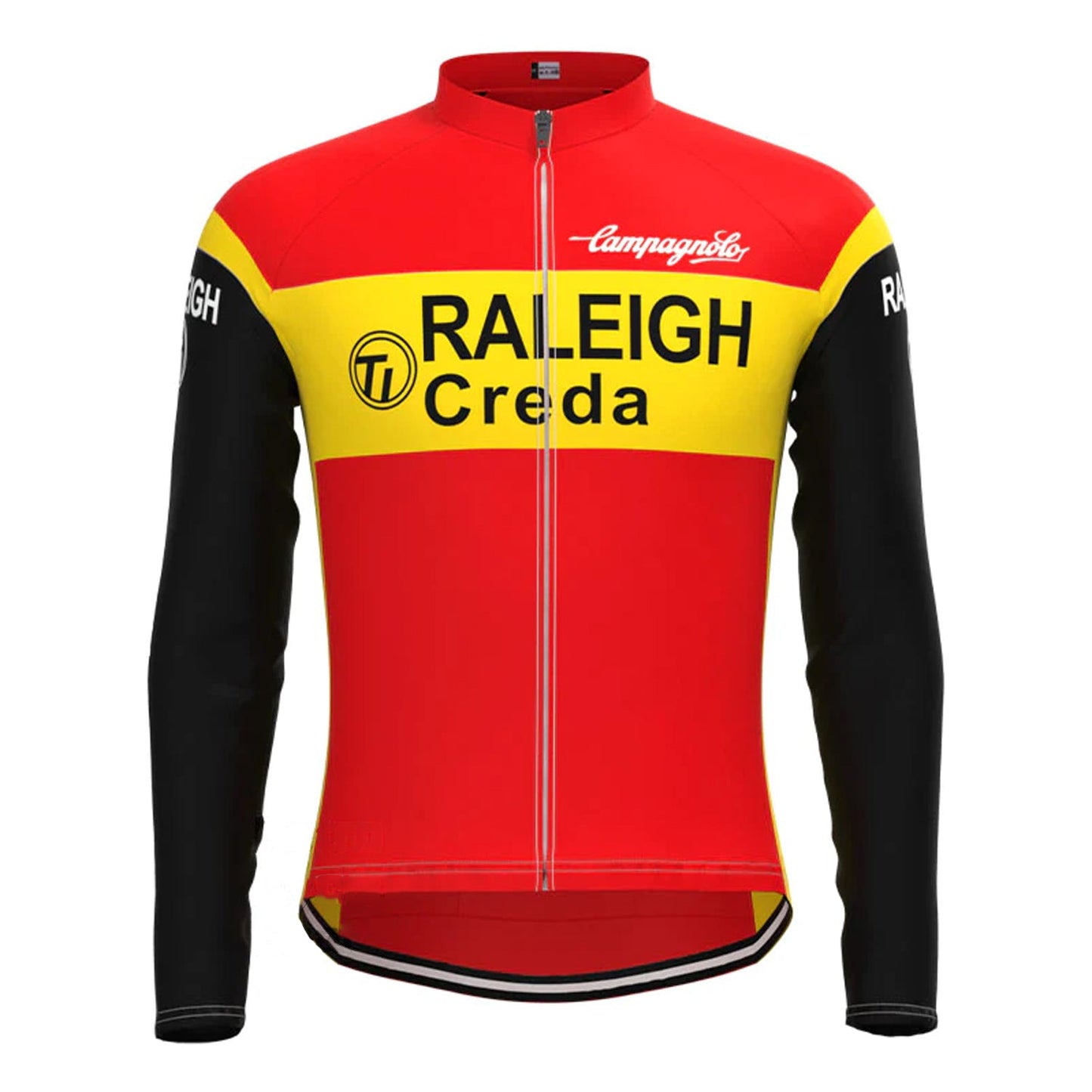 TI Raleigh Geel Rood Vintage Lange Mouw Fietsshirt Bijpassende Set