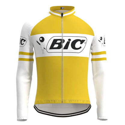 BIC Geel Vintage Lange Mouw Fietsshirt Top