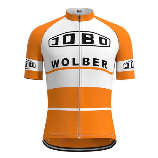 JOBO Oranje Vintage Korte Mouw Fietsshirt Top