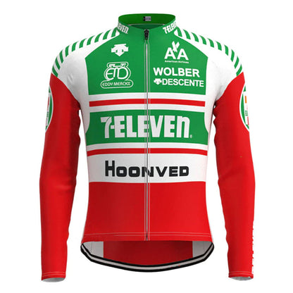 Hoonved 7 Eleven – Grünes Vintage-Langarm-Radtrikot