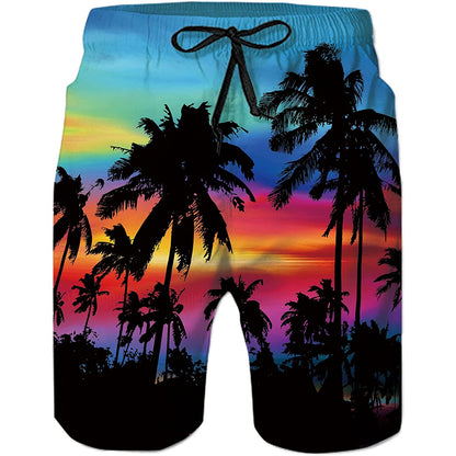 Sunset Palm Tree Funny Swim Trunks