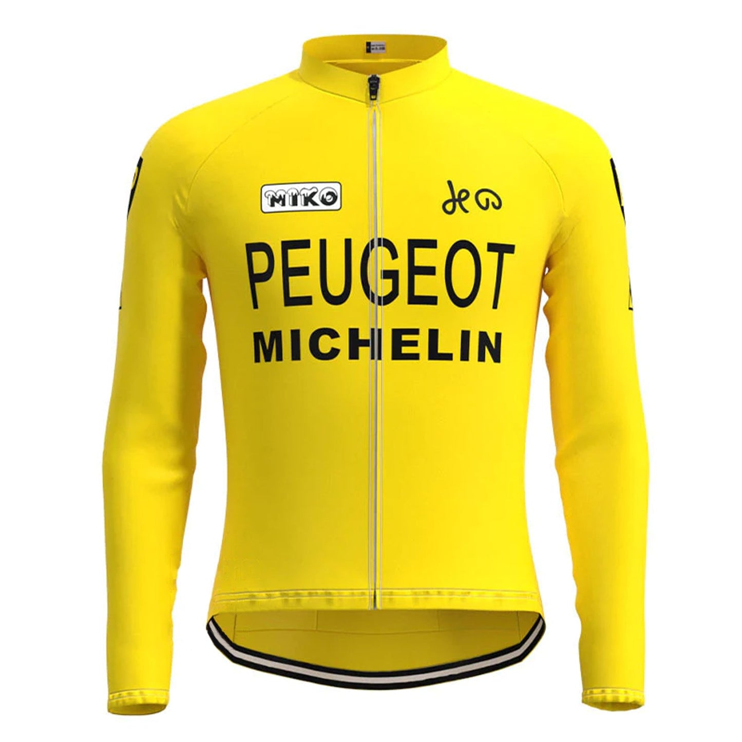 Peugeot Geel Vintage Lange Mouw Fietsshirt Top