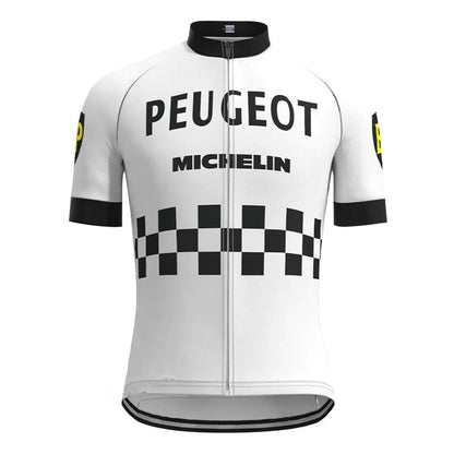 Peugeot Wit Vintage Korte Mouw Fietsshirt Top