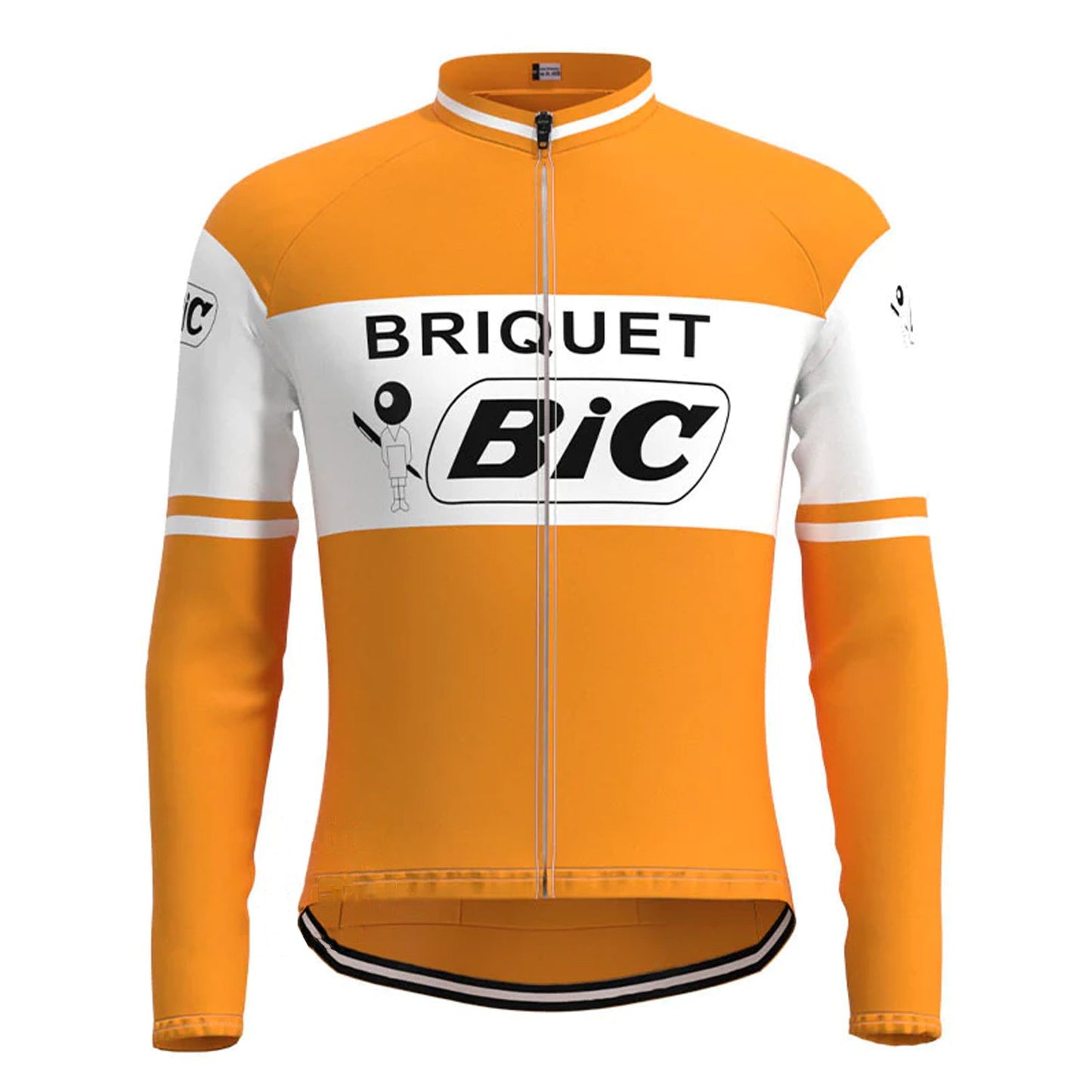 BIC Oranje Vintage Lange Mouw Fietsshirt Bijpassende Set