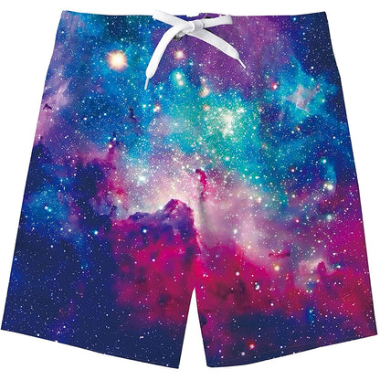 Badehose für Jungen mit lustigem Galaxy-Motiv, Weinrot