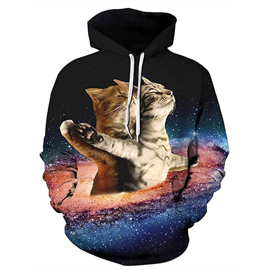 Weltraum-Romantik-Katze-lustiger Kapuzenpullover