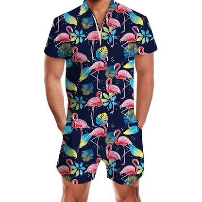 Leaf Pink Flamingo Heren Romper