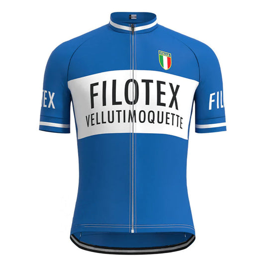 Filotex Blauw Vintage Korte Mouw Fietsshirt Top