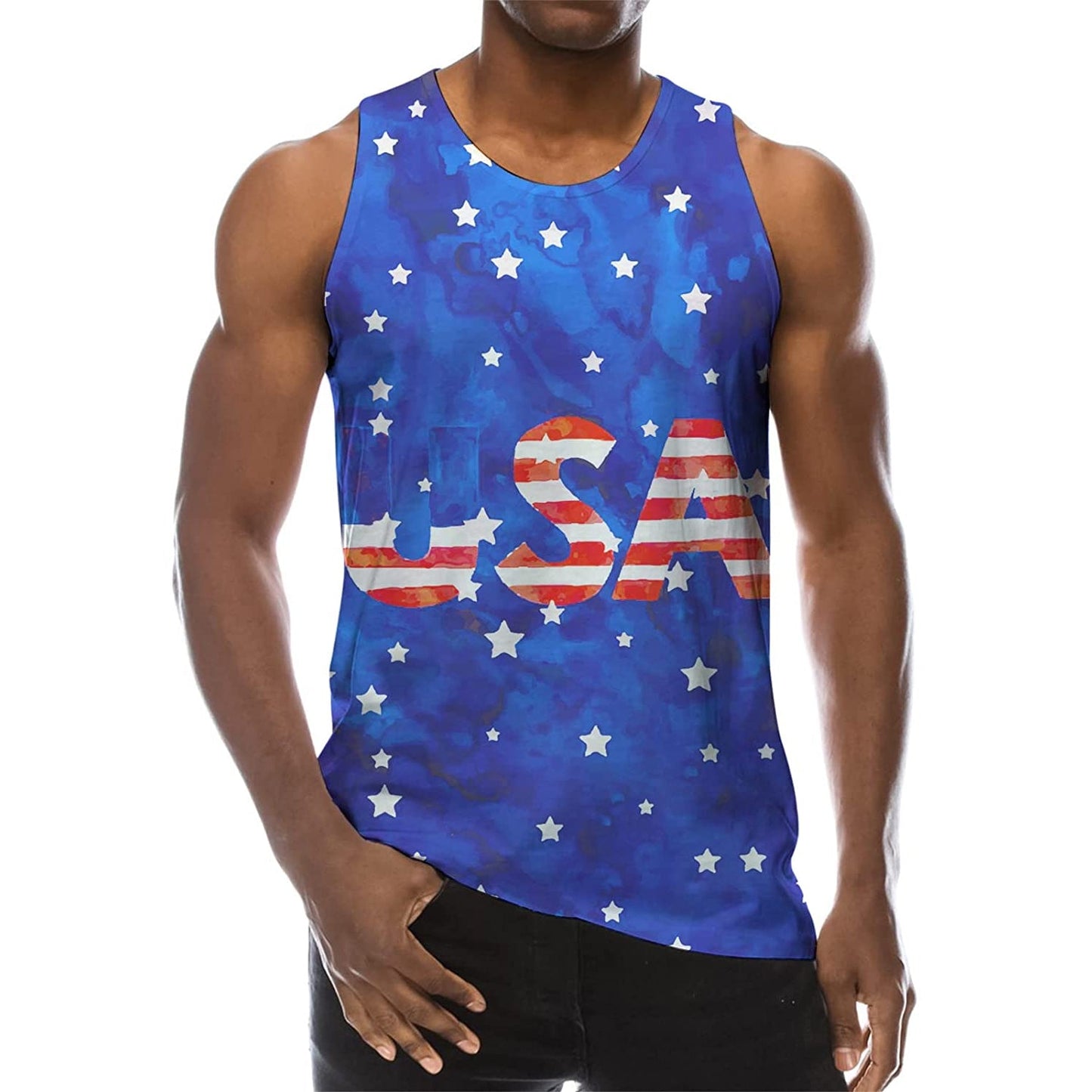 Lustiges Tank Top mit blauer USA-Flagge