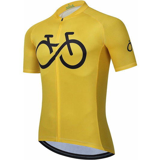 Geel Korte Mouw Heren Grappig MTB Korte Mouw Fietsshirt Top