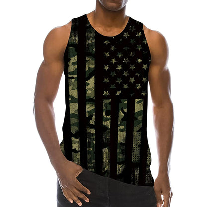 Lustiges Tank Top mit amerikanischer Flagge, Dunkelgrau