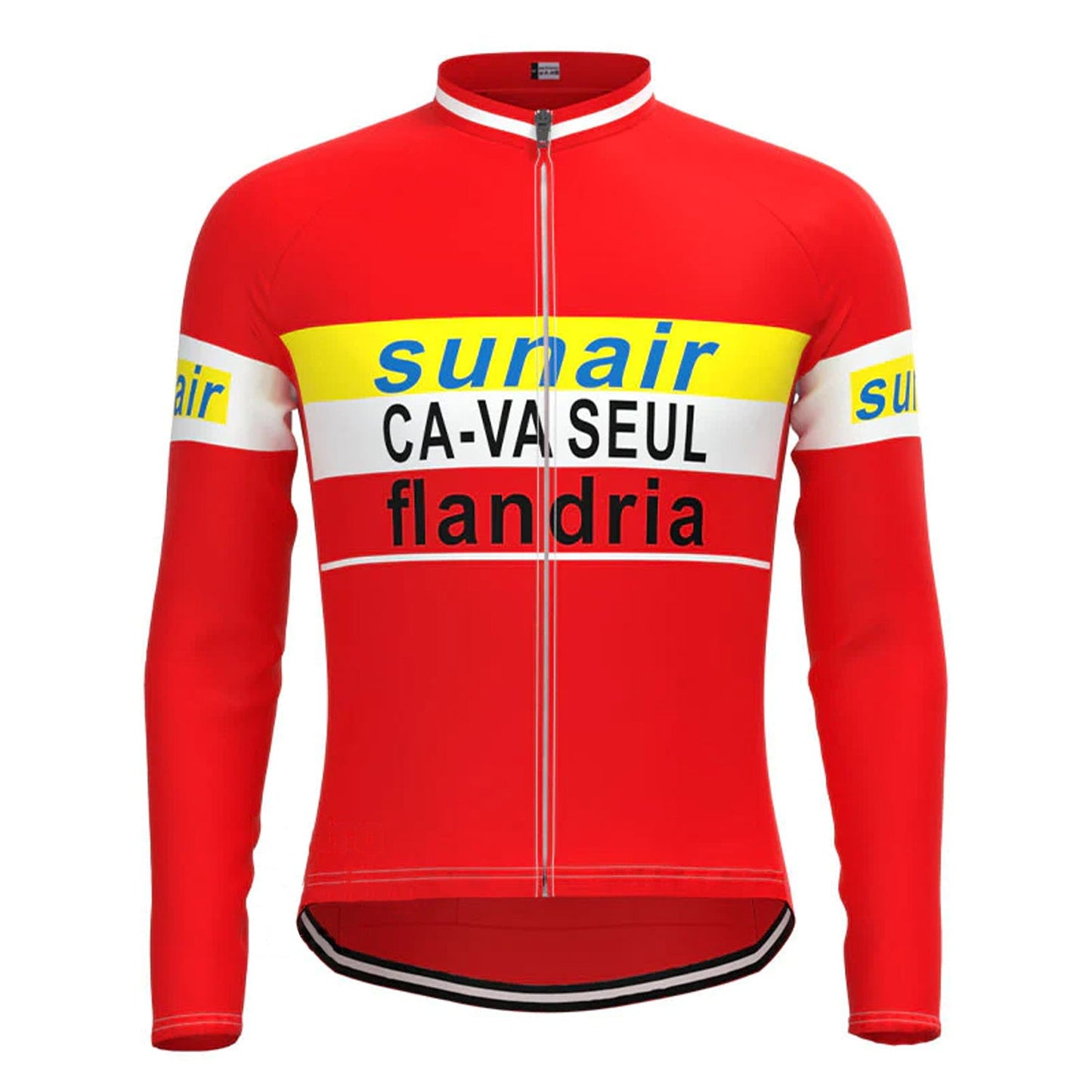 Sunair CA-VA Seul Flandria Rotes Vintage-Langarm-Radtrikot-Oberteil