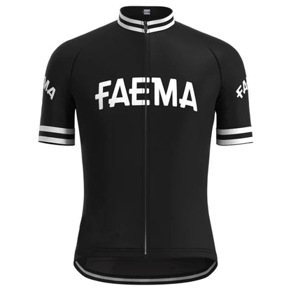 FAEMA Zwart Vintage Korte Mouw Fietsshirt Top