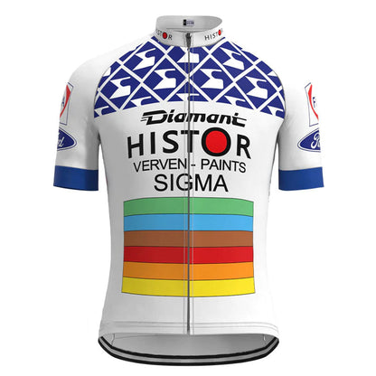 Histor Sigma Wit Vintage Korte Mouw Fietsshirt Top