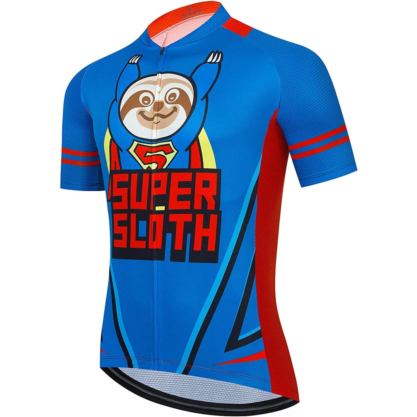 Super Sloth Blue Men Funny MTB Korte Mouw Fietsshirt Top