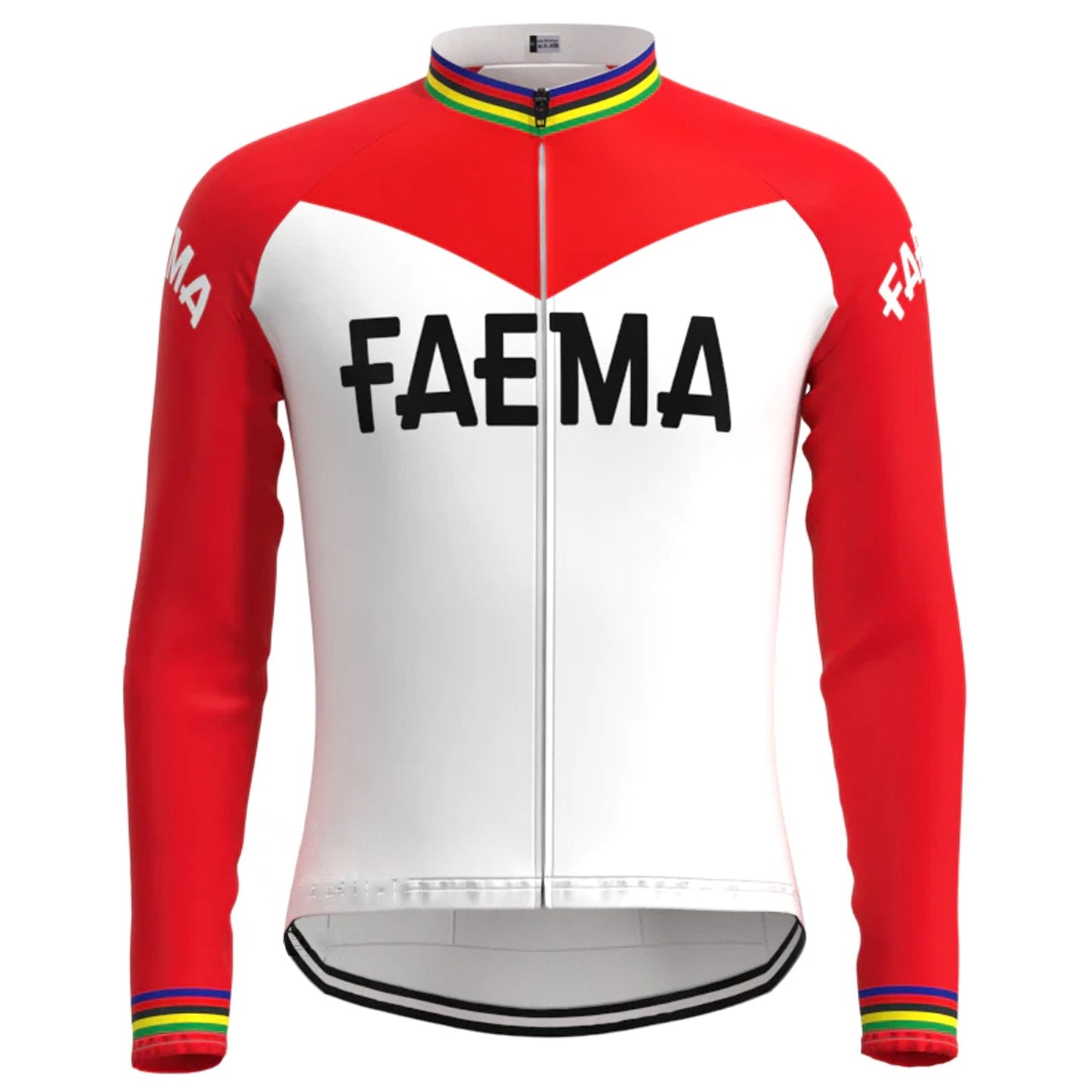 FAEMA Weißes Vintage Langarm-Radtrikot-Oberteil