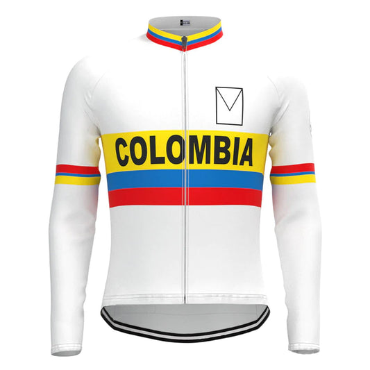 Colombia Wit Vintage Lange Mouw Fietsshirt Top