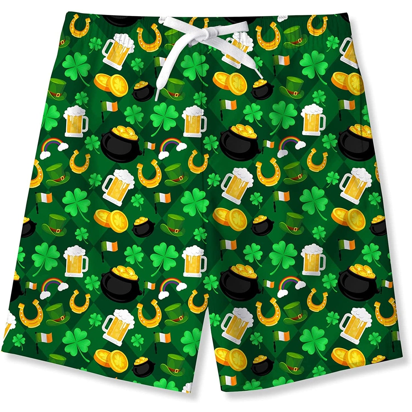 Lustige Badehose für Jungen mit Kleeblatt-Motiv zum St. Patrick's Day