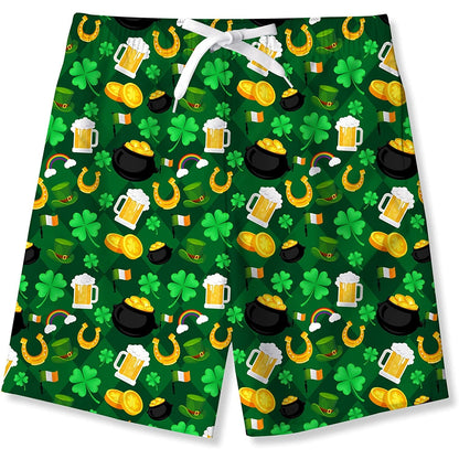 Lustige Badehose für Jungen mit Kleeblatt-Motiv zum St. Patrick's Day