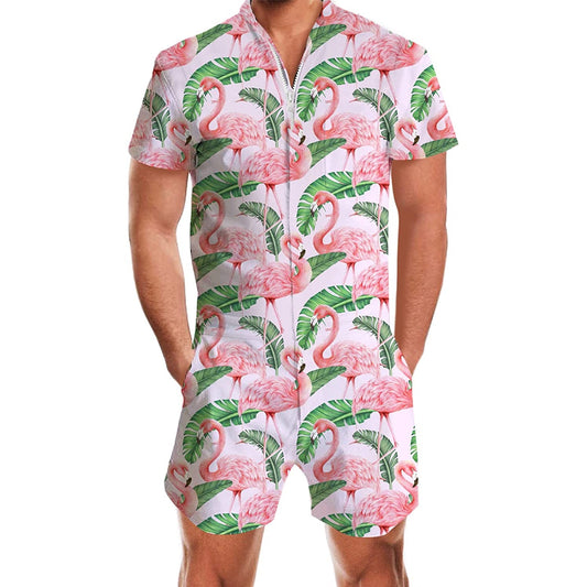 Bananenblad Flamingo's Heren Romper