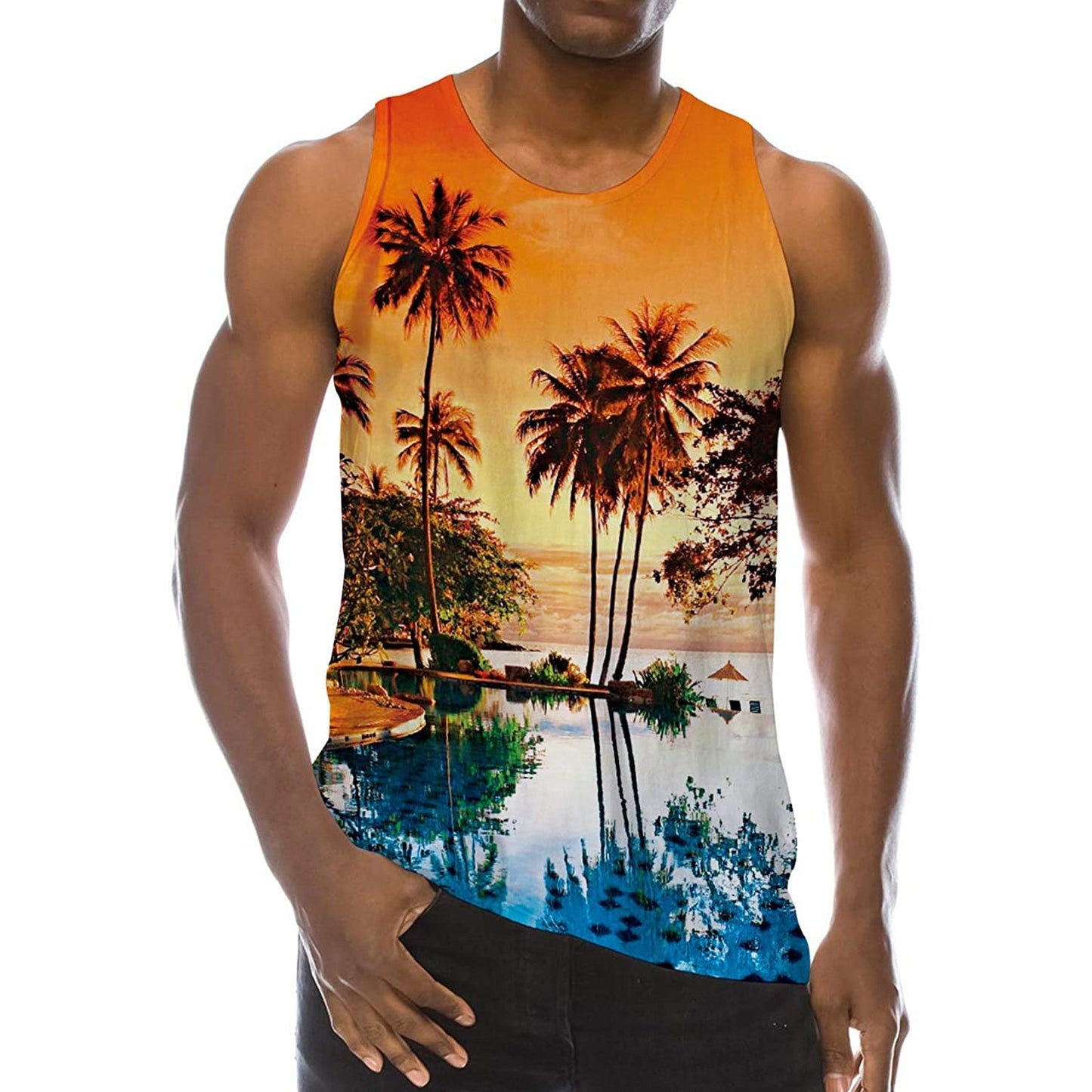 Zonsondergang Palmboom Grappig Tanktopje