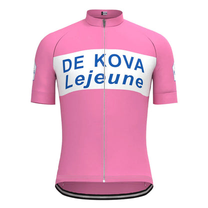 De Kova Lejeune Roze Vintage Korte Mouw Fietsshirt Top