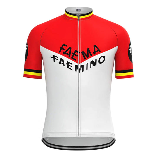 FAEMA Wit Rood Korte Mouw Vintage Fietsshirt Top