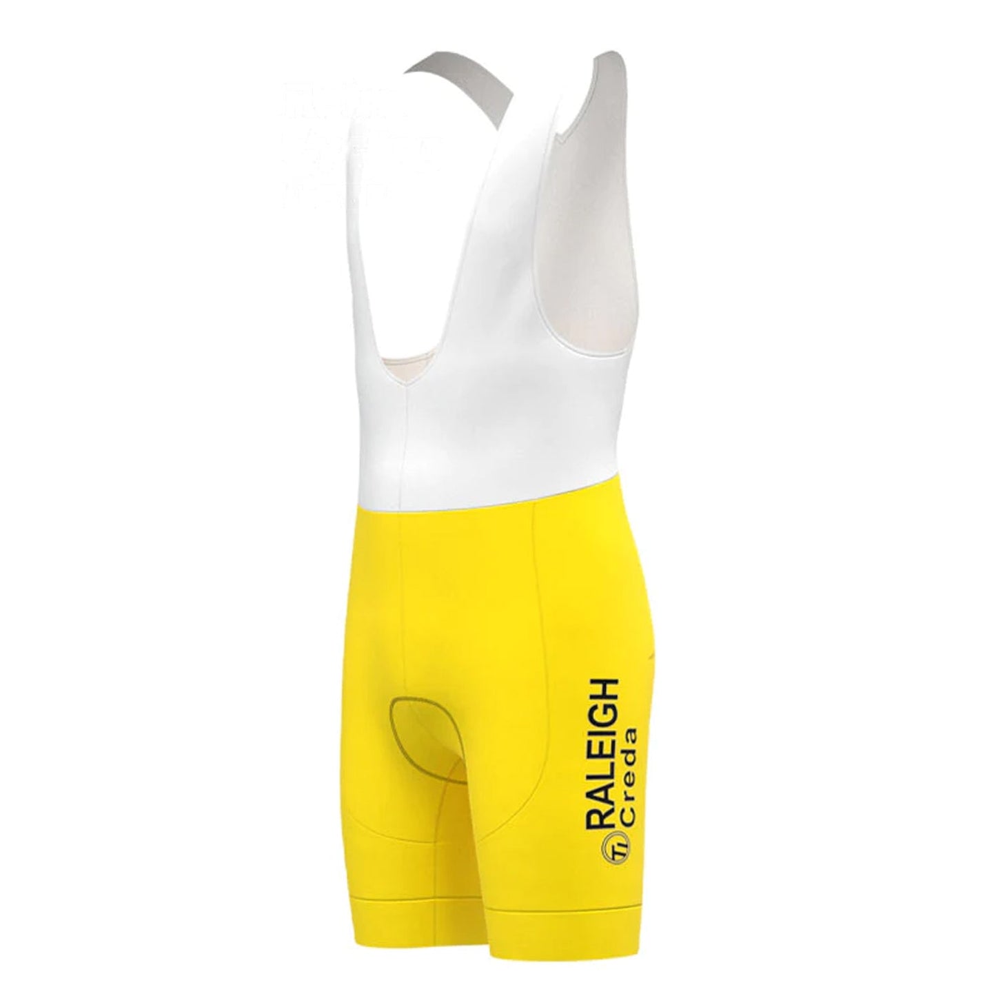 TI Raleigh Gelbe Vintage-Radsport-Trägershorts 