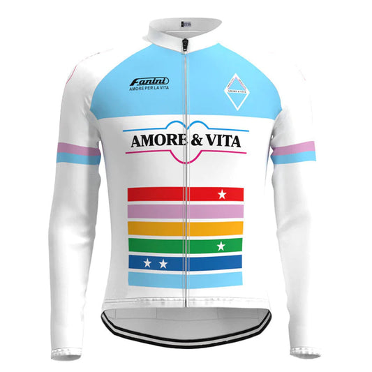 Amore &amp; Vita Wit Vintage Lange Mouw Fietsshirt Top