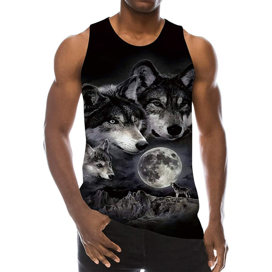 Lustiges Tank Top mit Mondwolf-Motiv