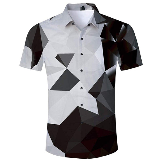 Grijs Geometrie Grappig Hawaiiaans Shirt