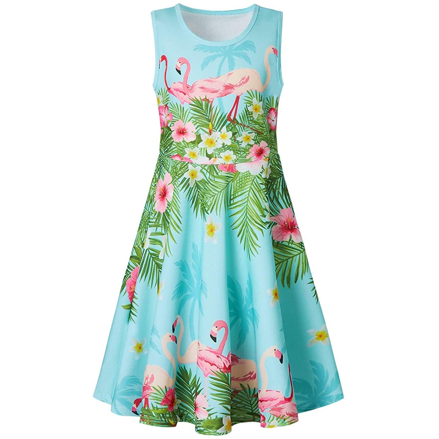 Lustiges Mädchenkleid mit rosa Flamingo