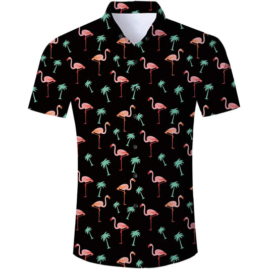 Flamingo Palmboom Grappig Hawaiiaans Shirt