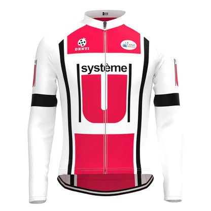 Système U Red Vintage Langarm-Radtrikot-Oberteil