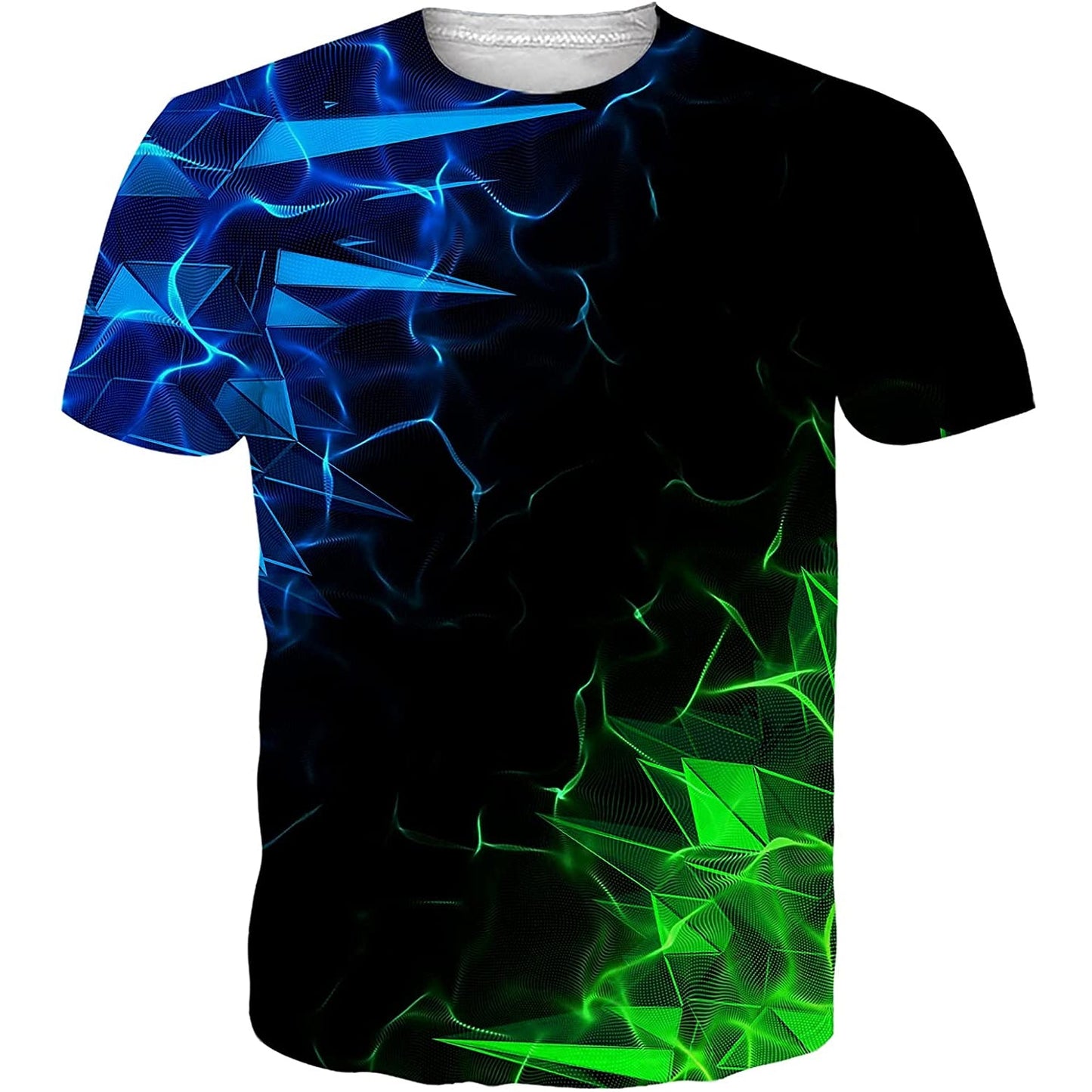 Lustiges T-Shirt mit blauer und grüner Geometrie