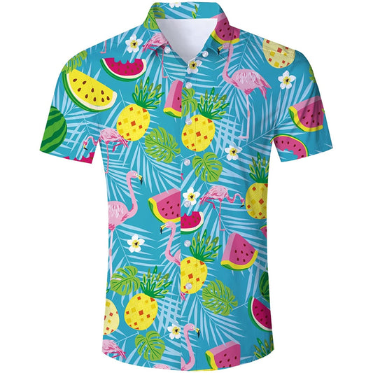 Flamingo Fruits Grappig Hawaiiaans Shirt